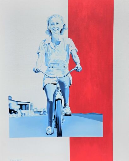 Woman on Bicycle - a Paint Artowrk by Alan Sanchez